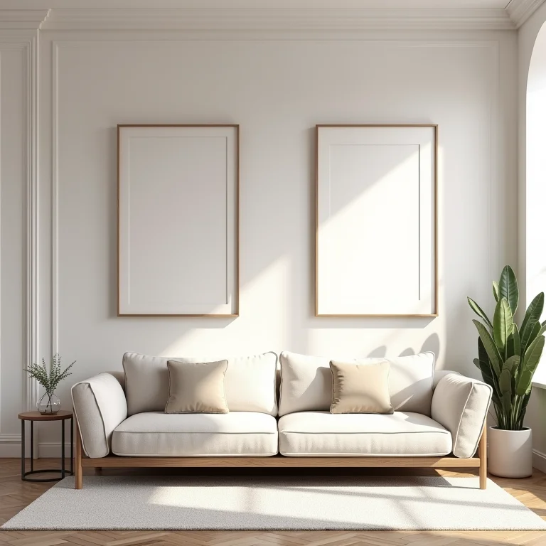 Gallery wall simétrica com molduras idênticas e design clássico.