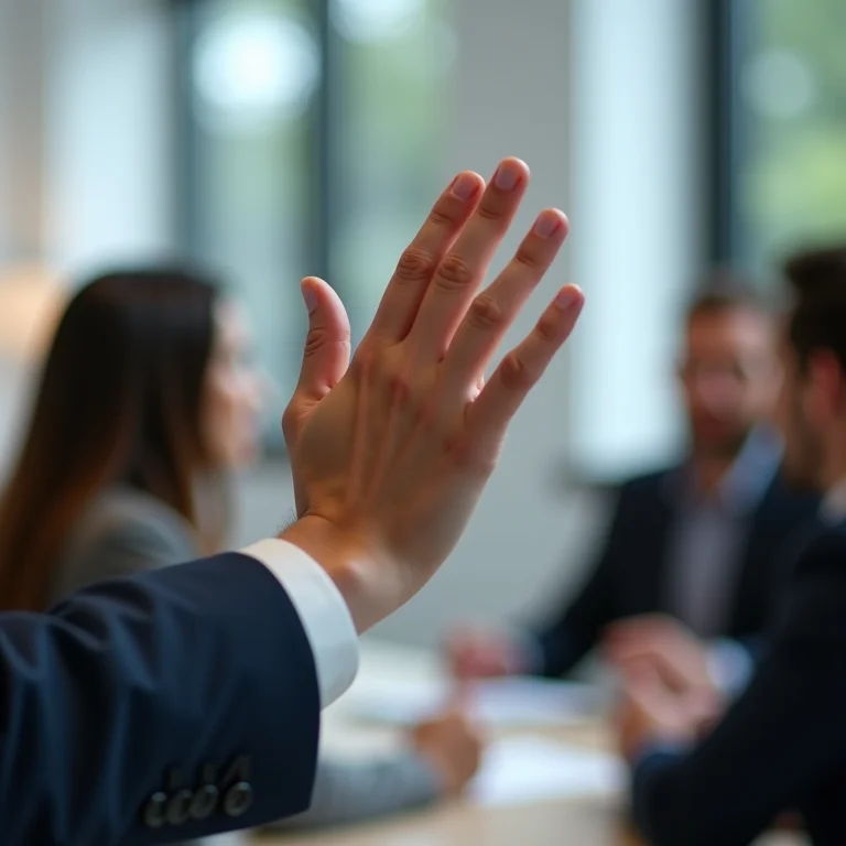 Gesto de mão para interromper alguém que está monopolizando a fala.