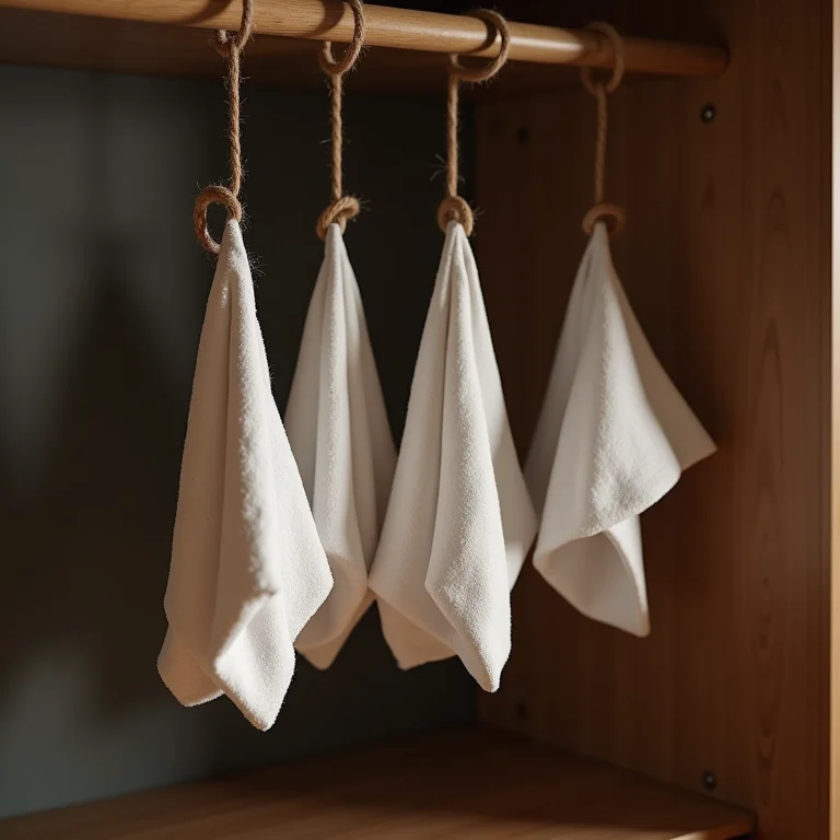 Giz escolar pendurado dentro do guarda-roupa para absorver a umidade.