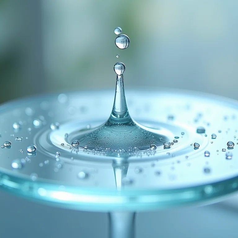 Gotículas de água evaporando de um prato limpo