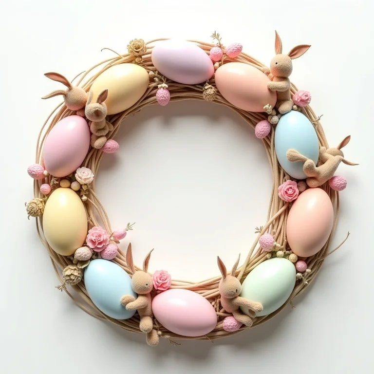 Guirlanda de Páscoa com coelhinhos para decoração de porta