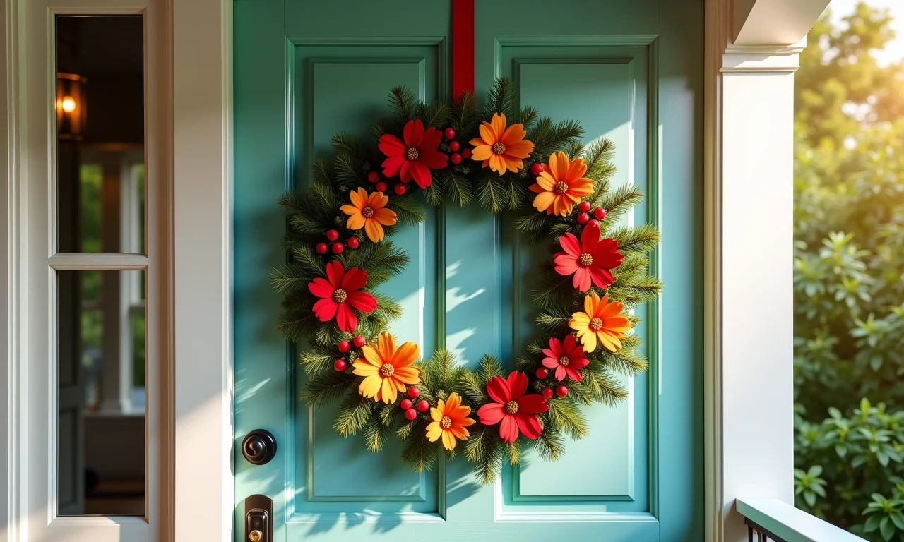 Guirlanda de pregadores coloridos na porta de entrada.