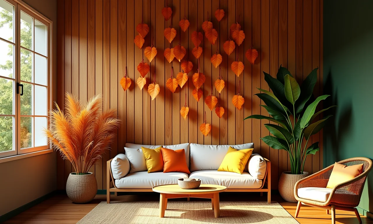 Ideias criativas de decoração com folhas secas.