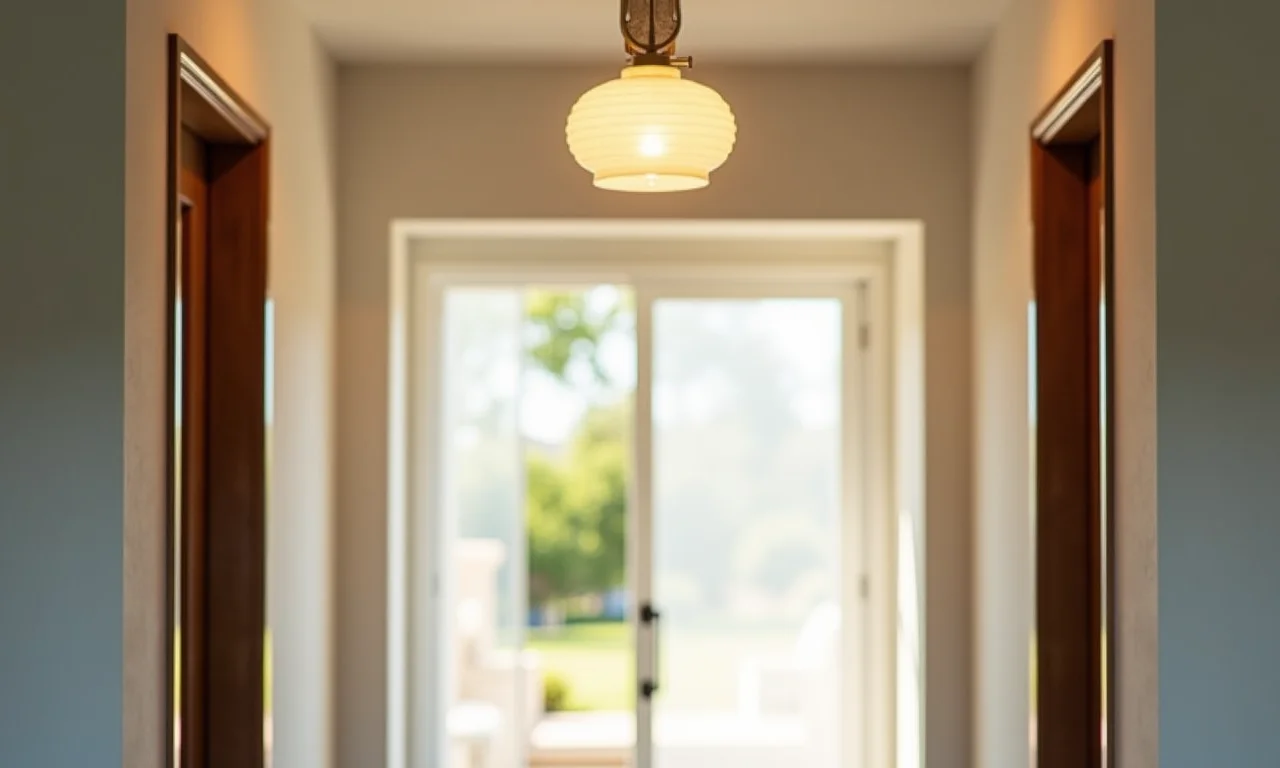 Iluminação moderna na entrada de casa.