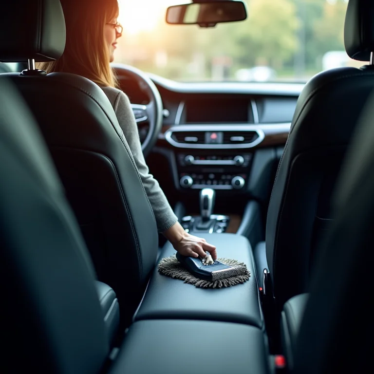 Interior de carro sendo aspirado
