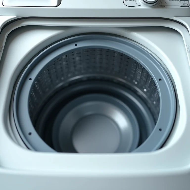 Interior impecável de um tambor de máquina de lavar.