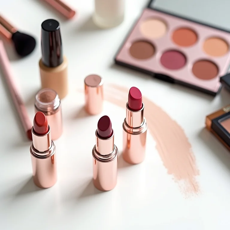 Inventário completo de produtos de maquiagem organizados