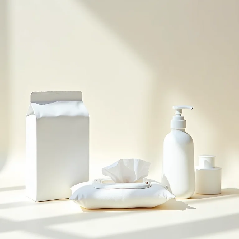Itens de higiene essenciais para bebês organizados