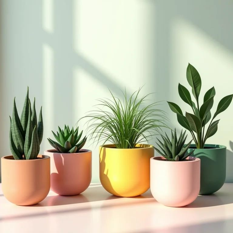 Jardim de inverno em cachepots coloridos.