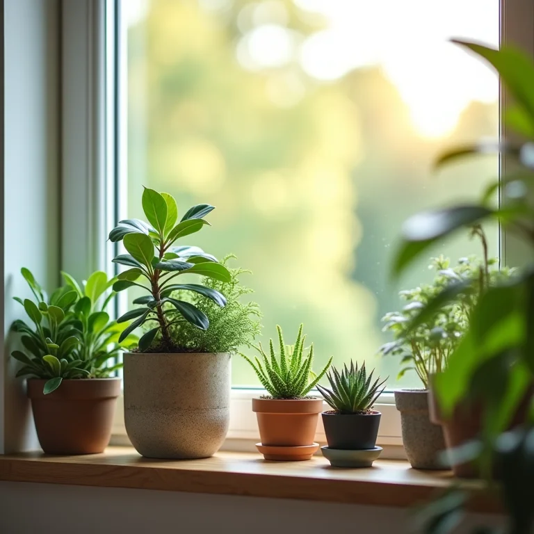 Jardim de suculentas recebendo iluminação adequada em um espaço interno.