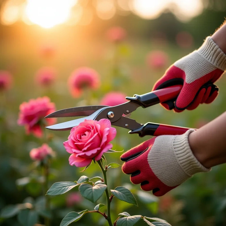 Jardineiro podando rosas.