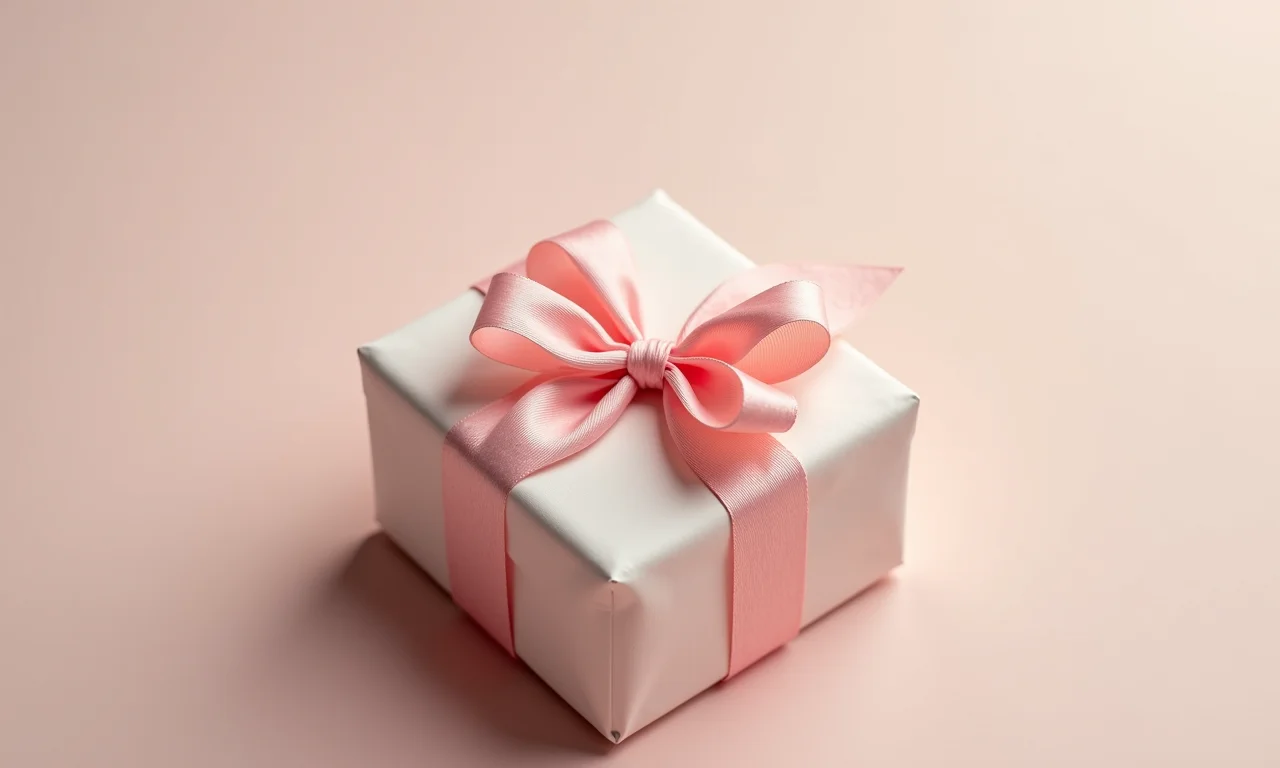 Laço delicado de papel crepom em um presente pequeno.