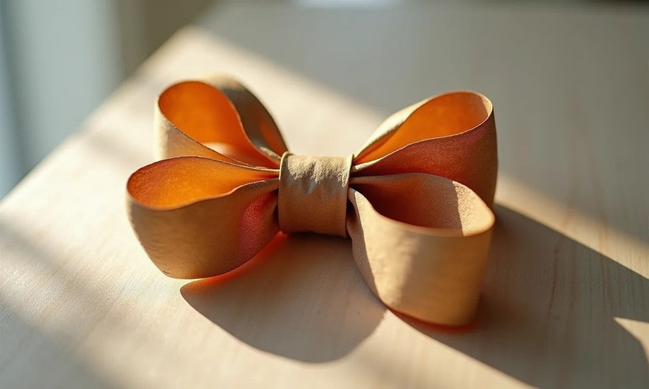 Laço feito de tiras de papel reciclado.