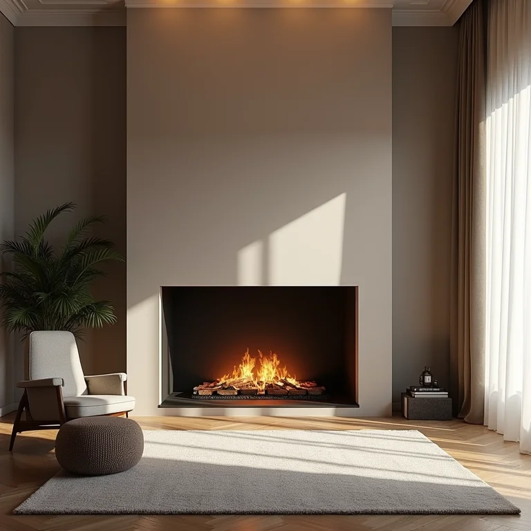 Lareira desproporcionalmente grande em uma sala, ilustrando o erro de escolher o tamanho errado.