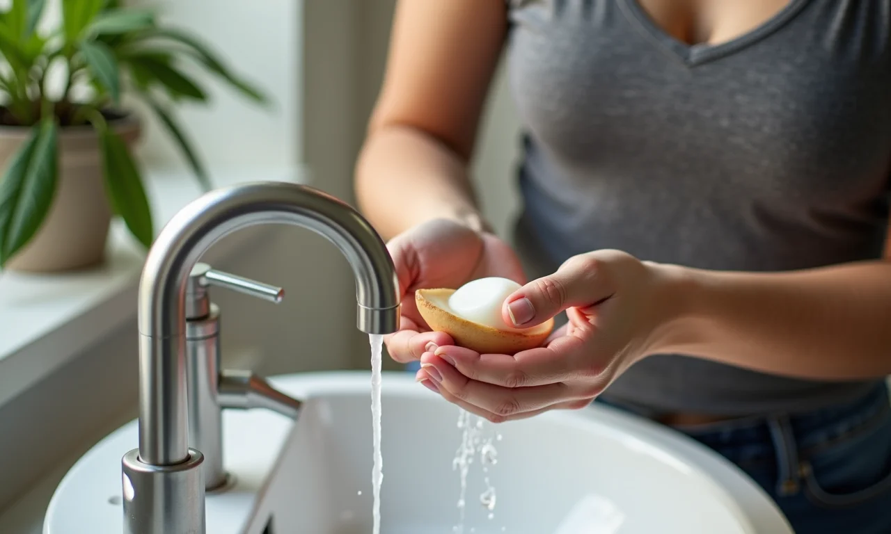 Lavando as mãos antes de tocar flauta doce.