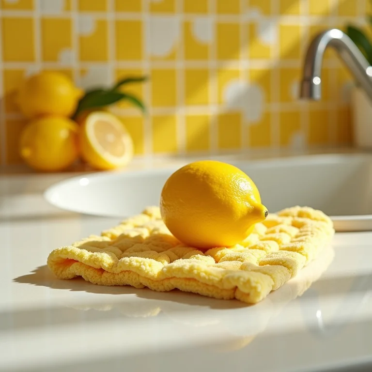 Limpando manchas difíceis do rodo mágico com limão.