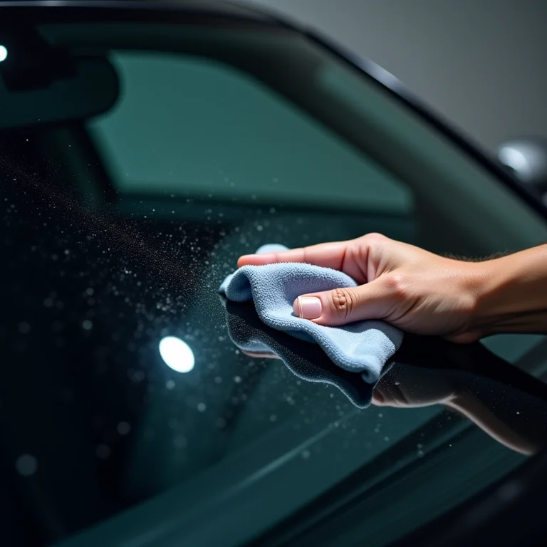 Limpando vidros de carro com produto caseiro