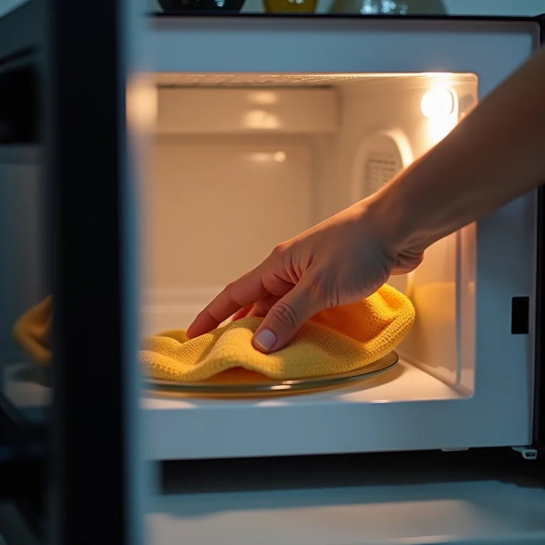Limpeza de micro-ondas com detergente neutro.