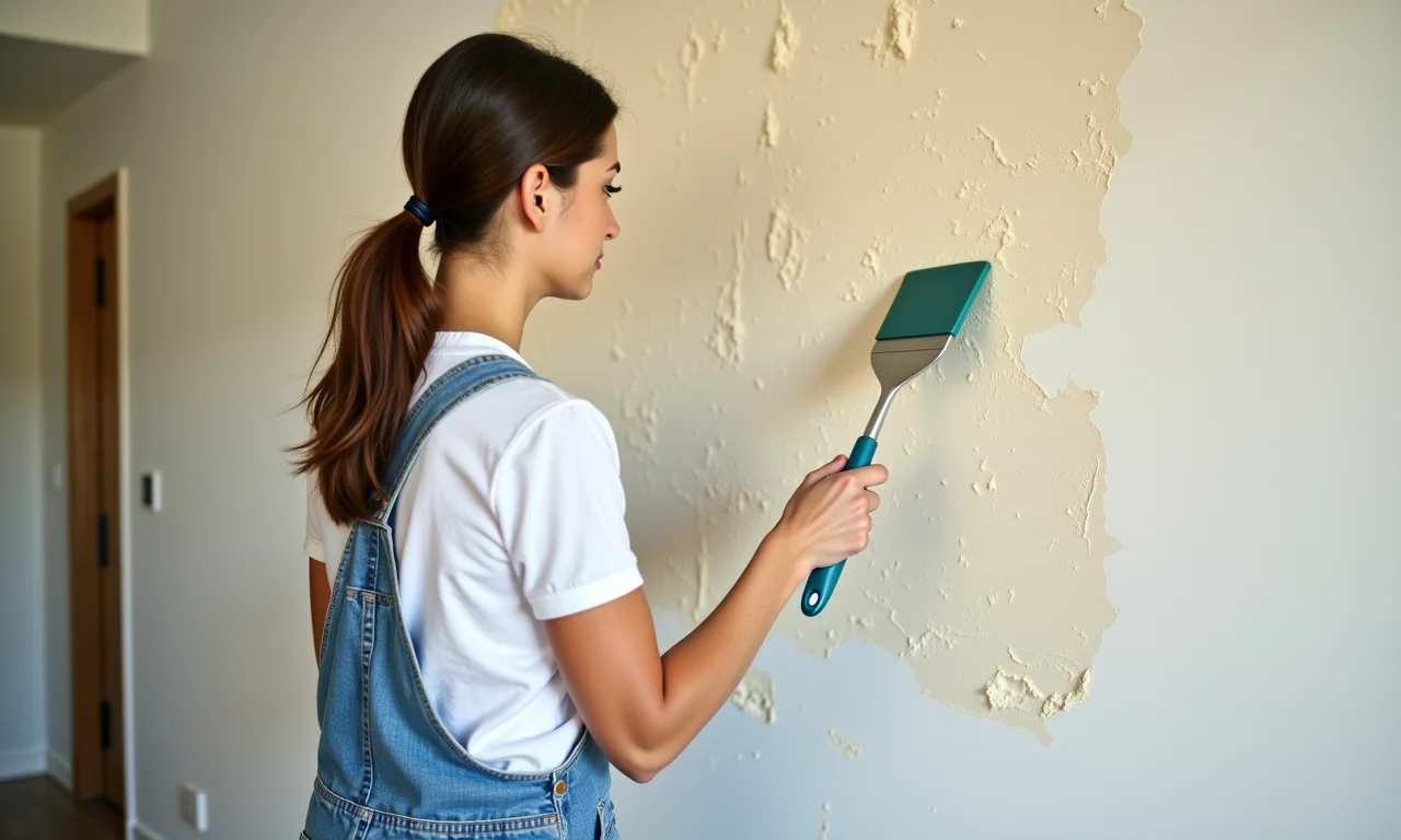 Limpeza de paredes com textura de espátula.