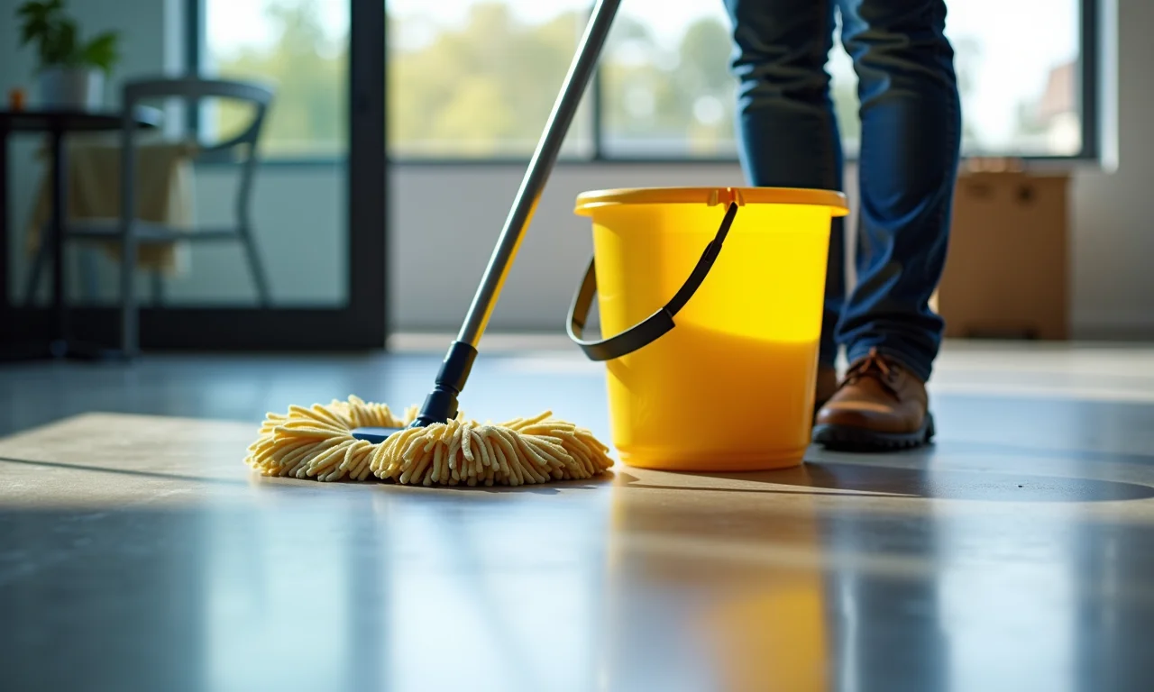 Limpeza de piso de cimento queimado.