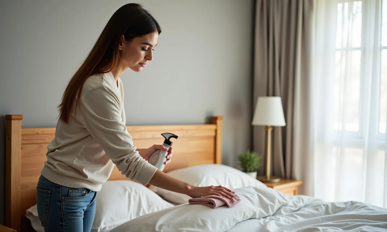 Limpeza e manutenção da cabeceira de madeira.