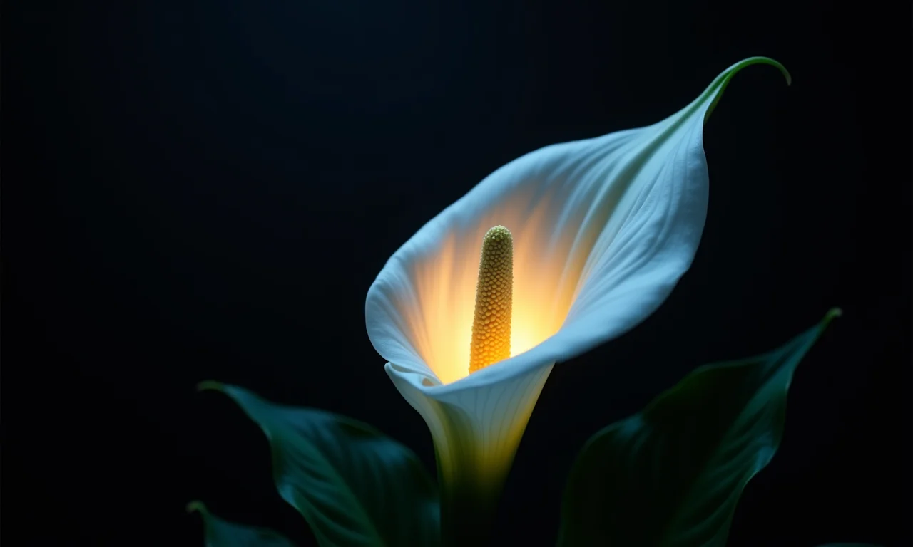 Lírios da paz iluminados com luzes de LED.