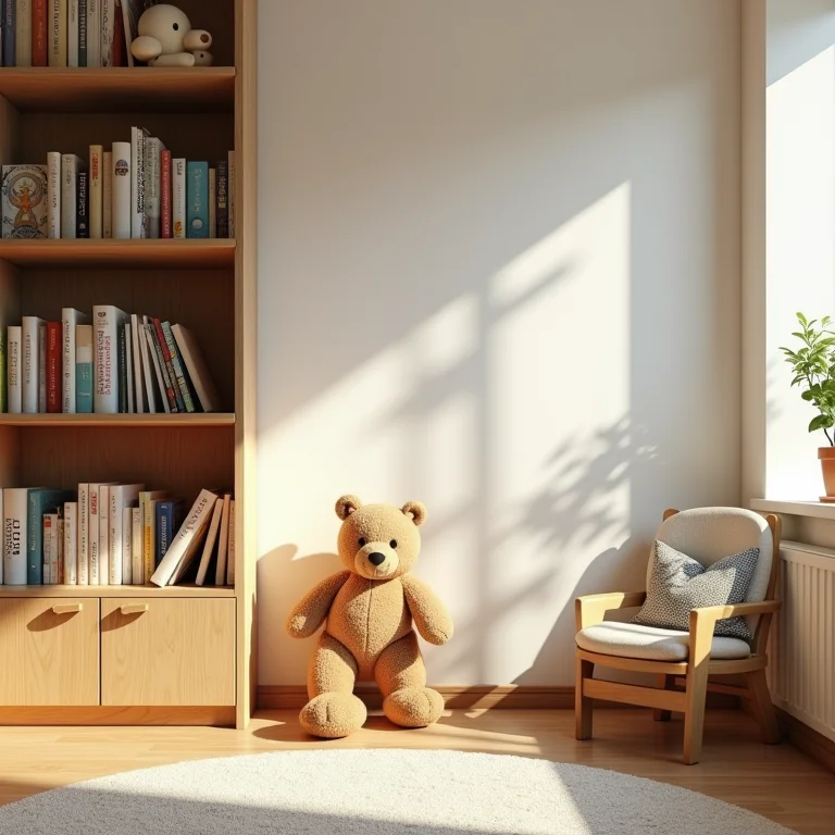 Livros infantis em diferentes espaços de armazenamento