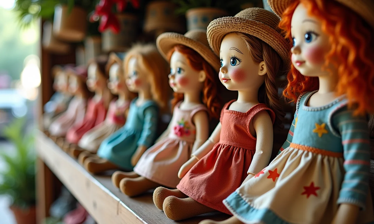 Loja de artesanato com bonecas de pano de alta qualidade.