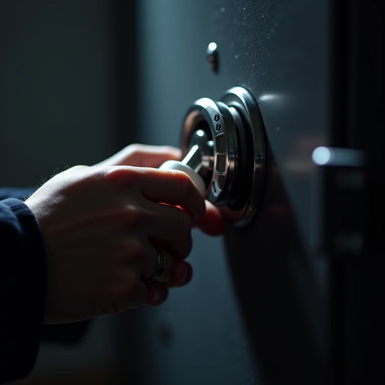 Lubrificação da fechadura de um cofre para garantir o bom funcionamento e a segurança.