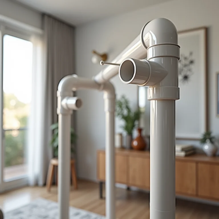 Mancebo de cano de PVC em um apartamento moderno.