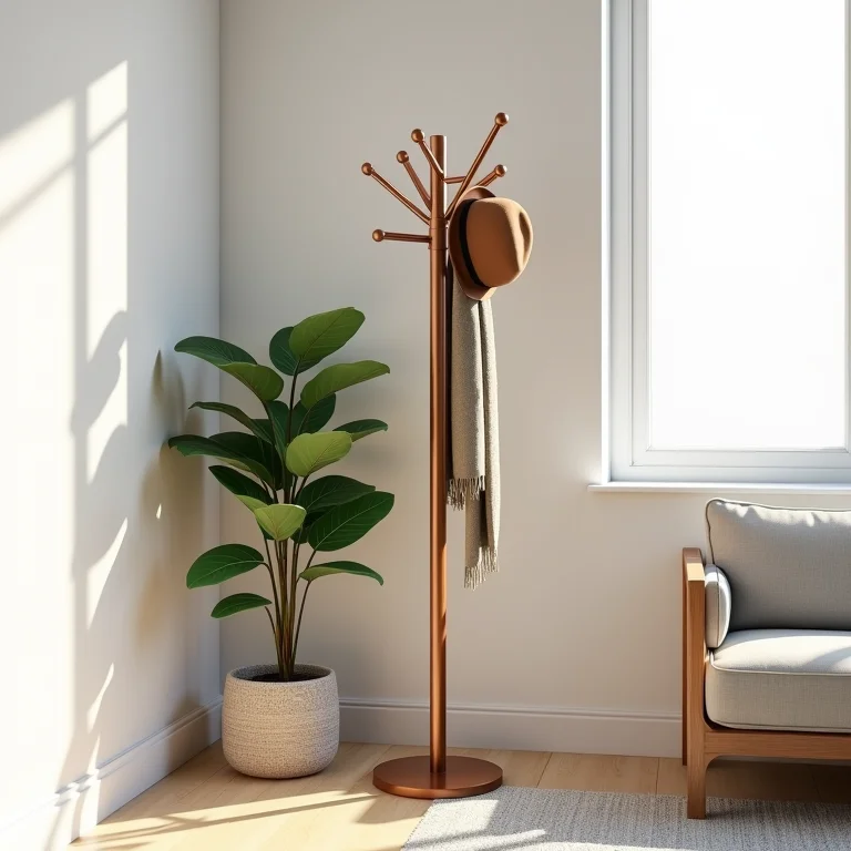 Mancebo de chão em um canto de sala.