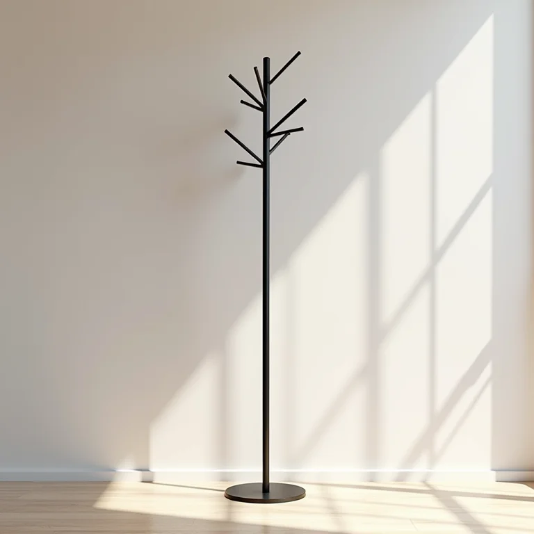 Mancebo de metal minimalista em apartamento moderno.