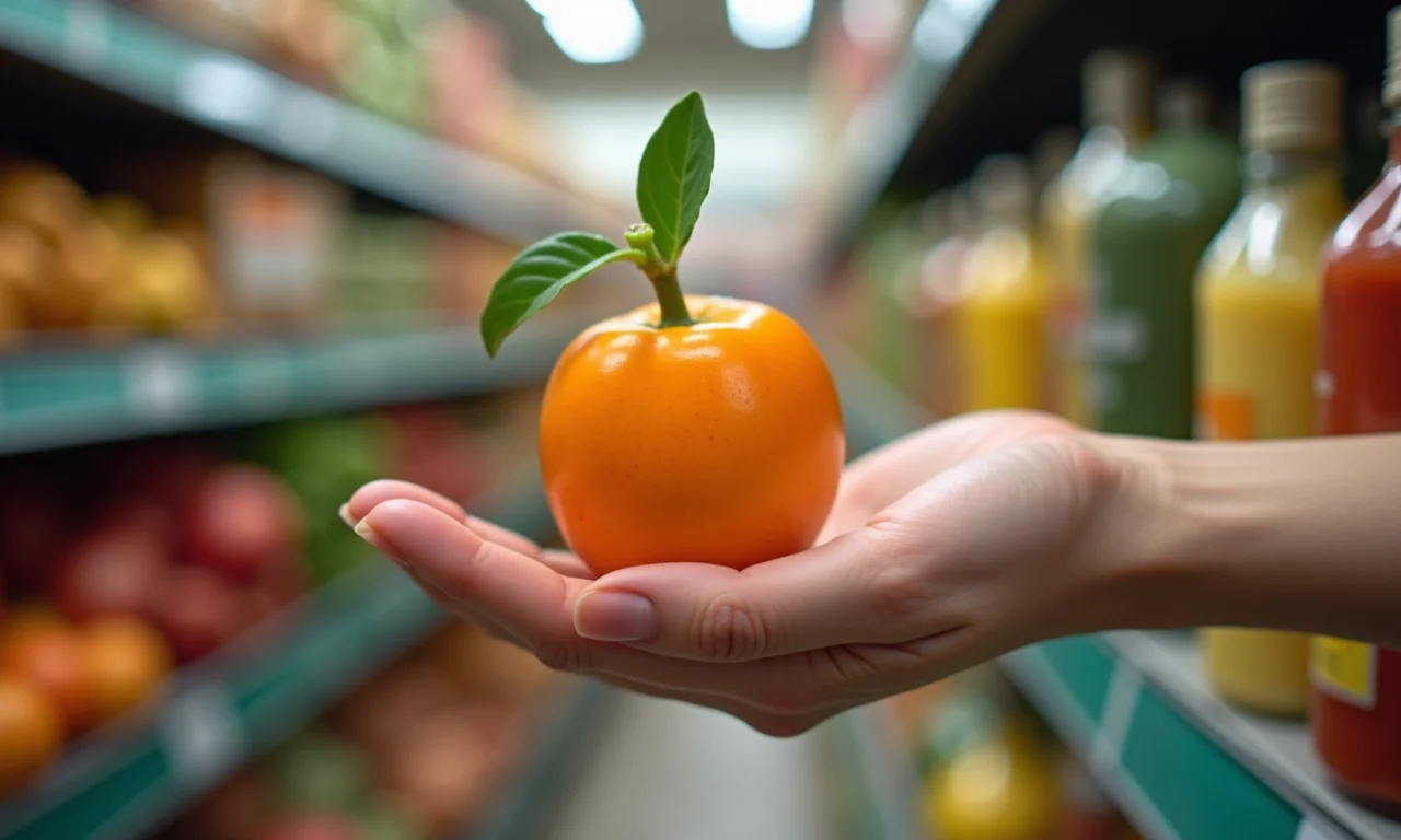 Mão devolvendo produto por ultrapassar o orçamento no supermercado.