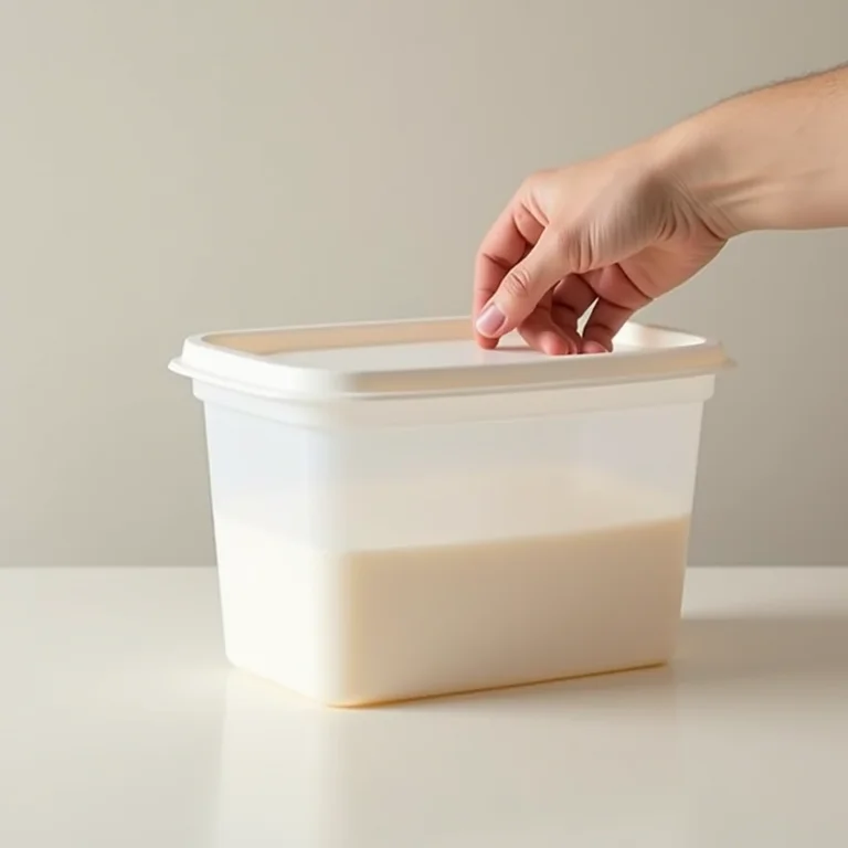 Mão selecionando um pote plástico em meio a outros