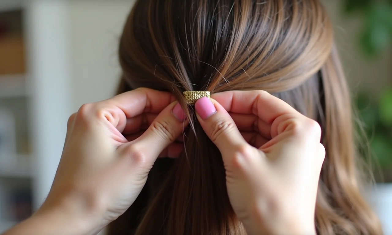 Mãos dando volume a um laço.