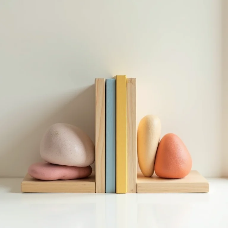 Marcadores de livros DIY feitos de pedras pintadas e blocos de madeira