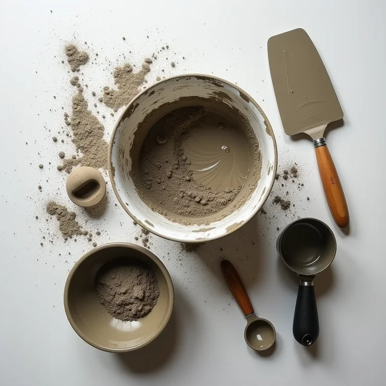 Materiais para misturar cimento queimado