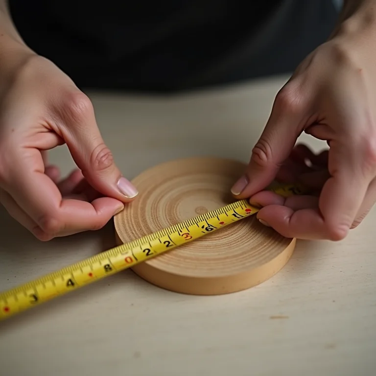 Medindo a base do sousplat com fita métrica