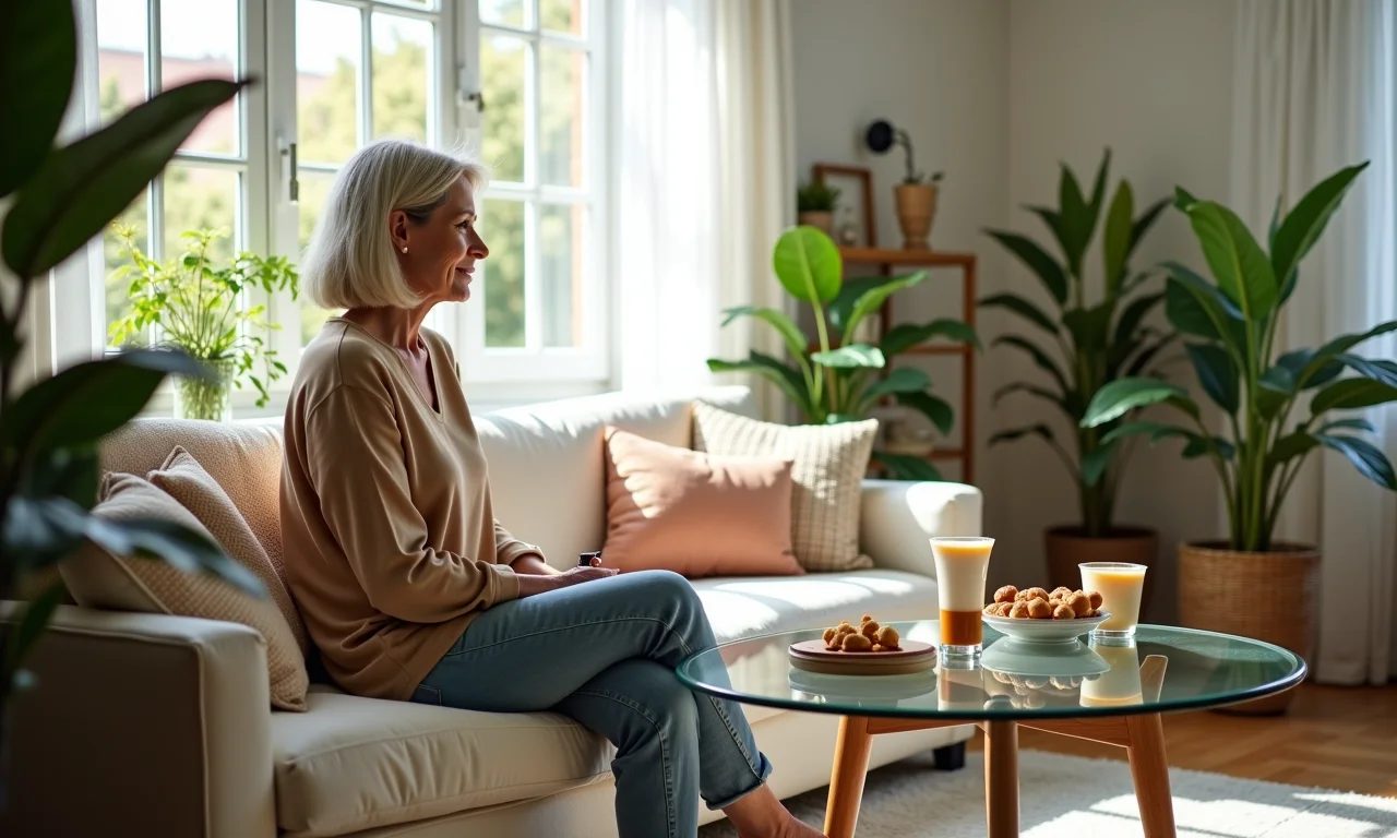 Mesa de centro de vidro leve em sala de estar.