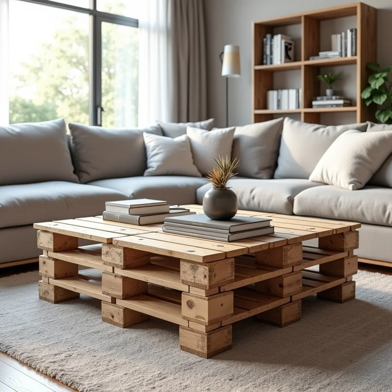 Mesa de centro feita com pallets de madeira