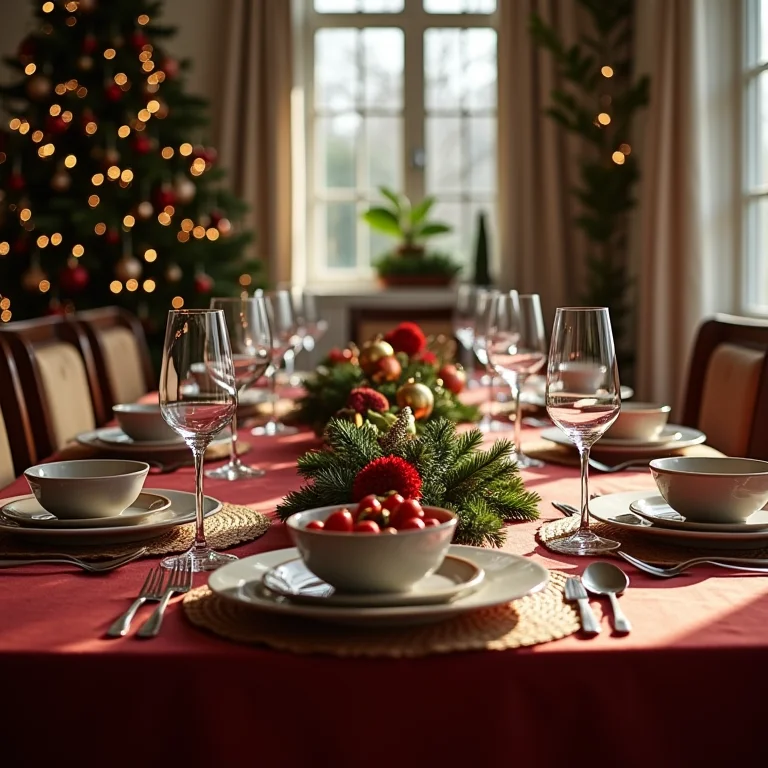Mesa de Natal funcional e confortável para os convidados.