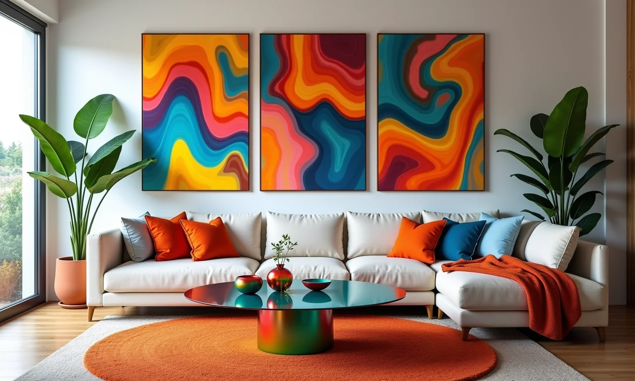 Mesa de vidro colorida com ousadia.