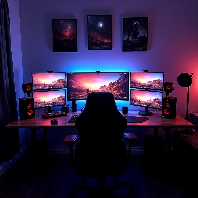 Mesa gamer com excesso de informação e poluição visual