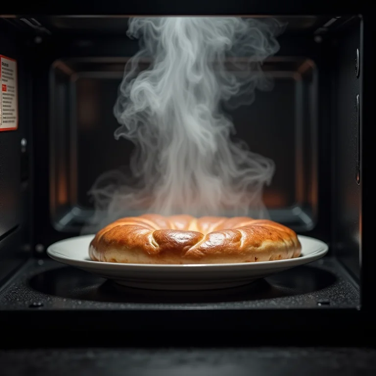 Micro-ondas com vapor durante o processo de limpeza.