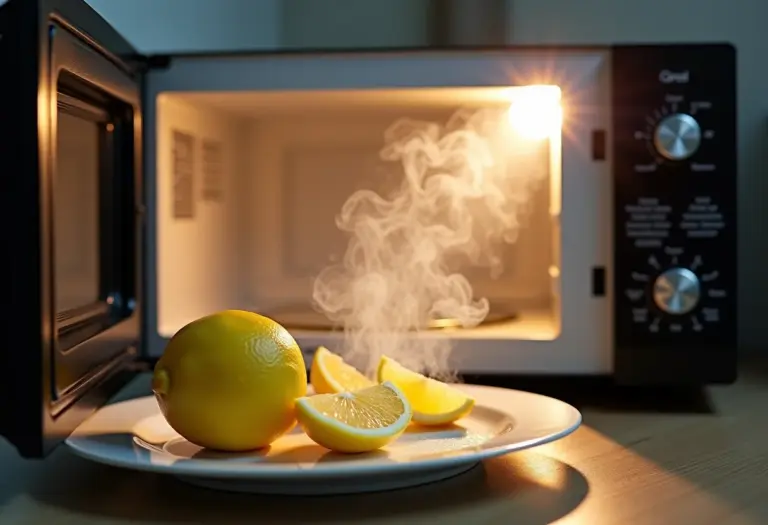 Micro-ondas limpo após a utilização do truque do limão