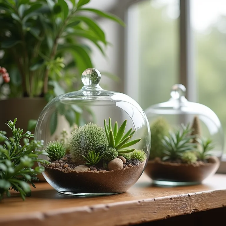 Mini jardim de inverno em terrários.