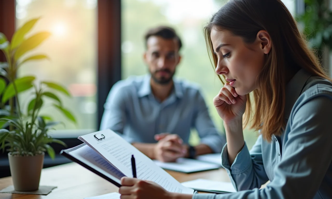 Mulher definindo objetivos para vídeo institucional, com bloco de notas e caneta.