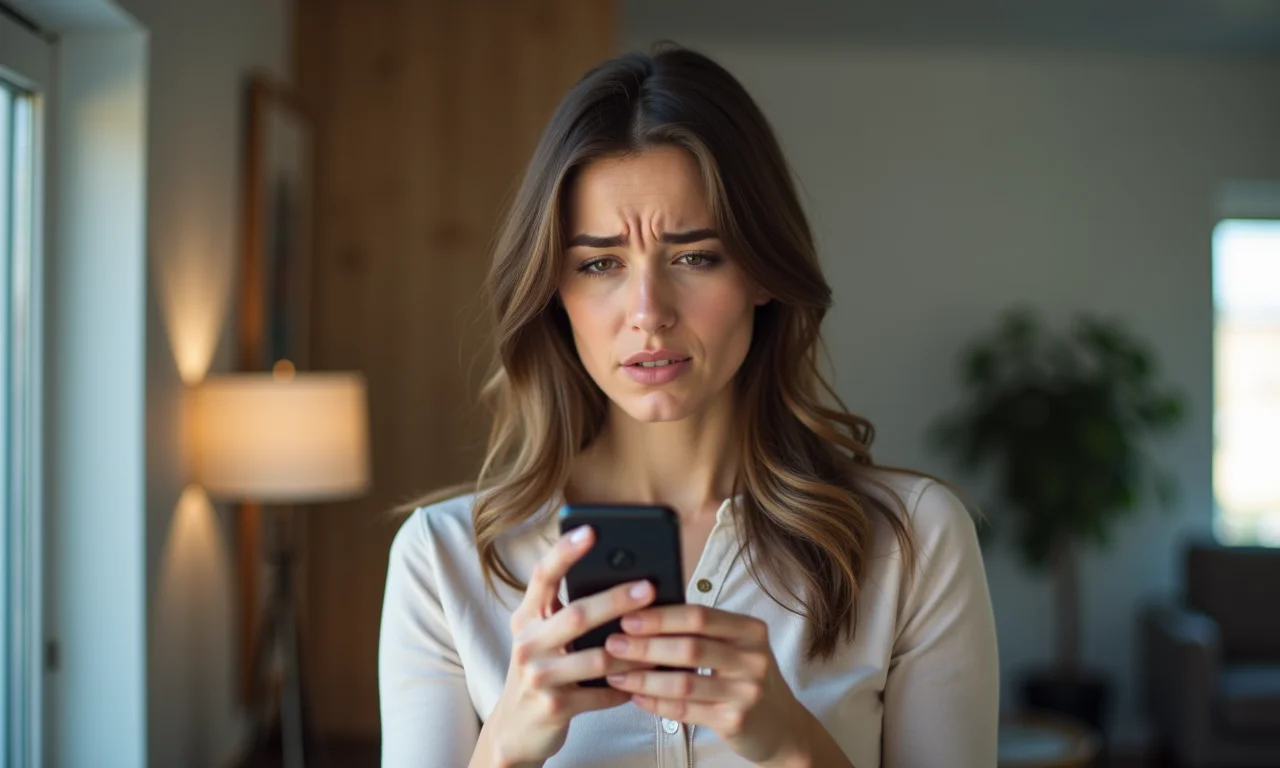 Mulher deletando fotos repetidas e de baixa qualidade do celular.