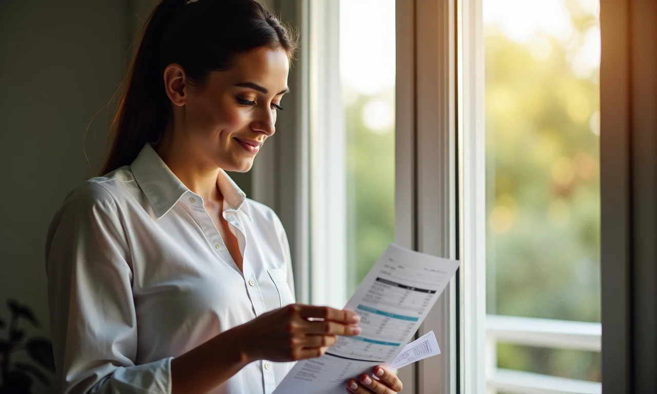 Mulher organiza comprovantes de despesas médicas para declarar no Imposto de Renda.