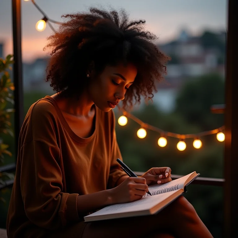 Mulher planejando a iluminação da varanda